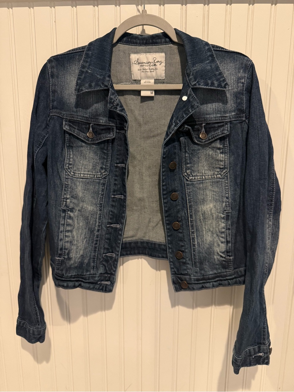 American Rag Distressed Medium Blue Denim Jacket